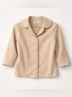 Vintage 60s Glengarry Button Front 3/4 Sleeve Textured Sweater Blazer